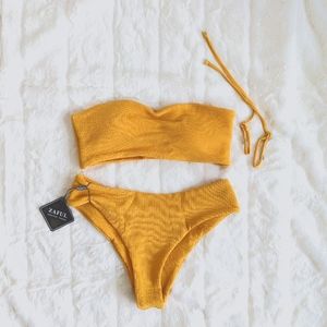 Zaful strapless bandeau bikini yellow Medium Size 6
